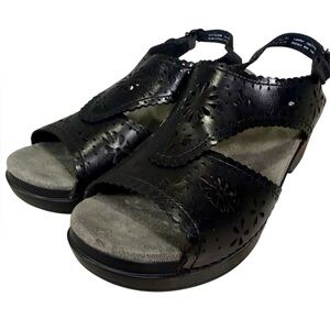 NWOB Dansko Platform Sandals Leather Floral Black Cutout Sz 41 US 10.5 - 11